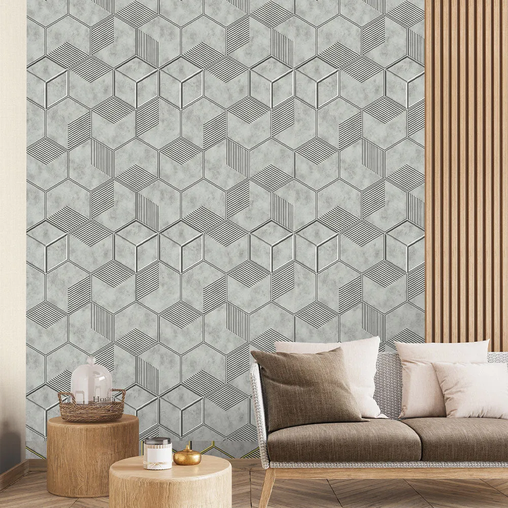 Foil Honeycomb Textured Premium Wallpaper- Altis Collection yellow