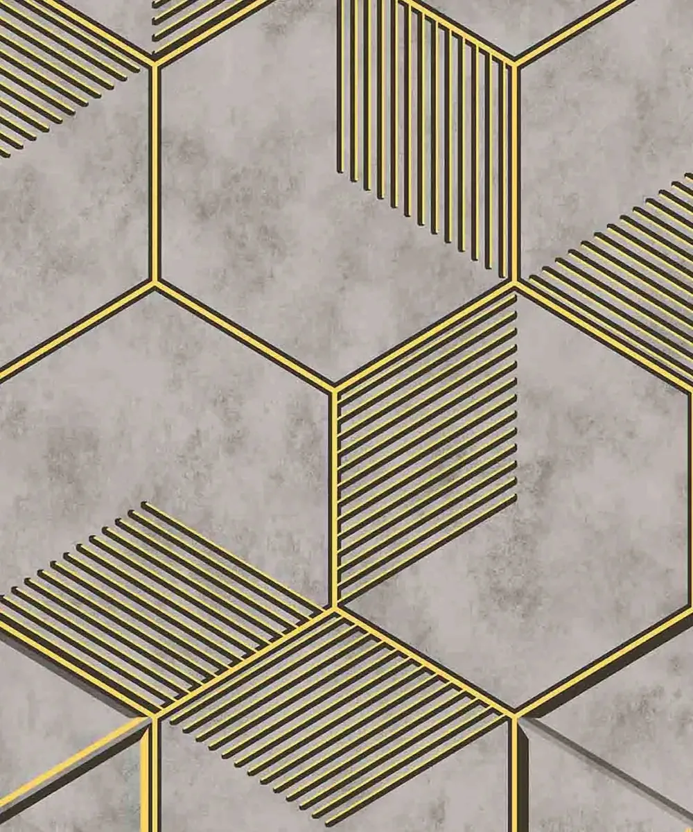 Foil Honeycomb Textured Premium Wallpaper- Altis Collection yellow