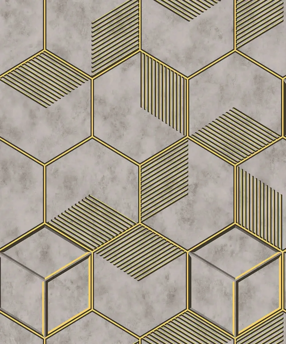 Foil Honeycomb Textured Premium Wallpaper- Altis Collection yellow