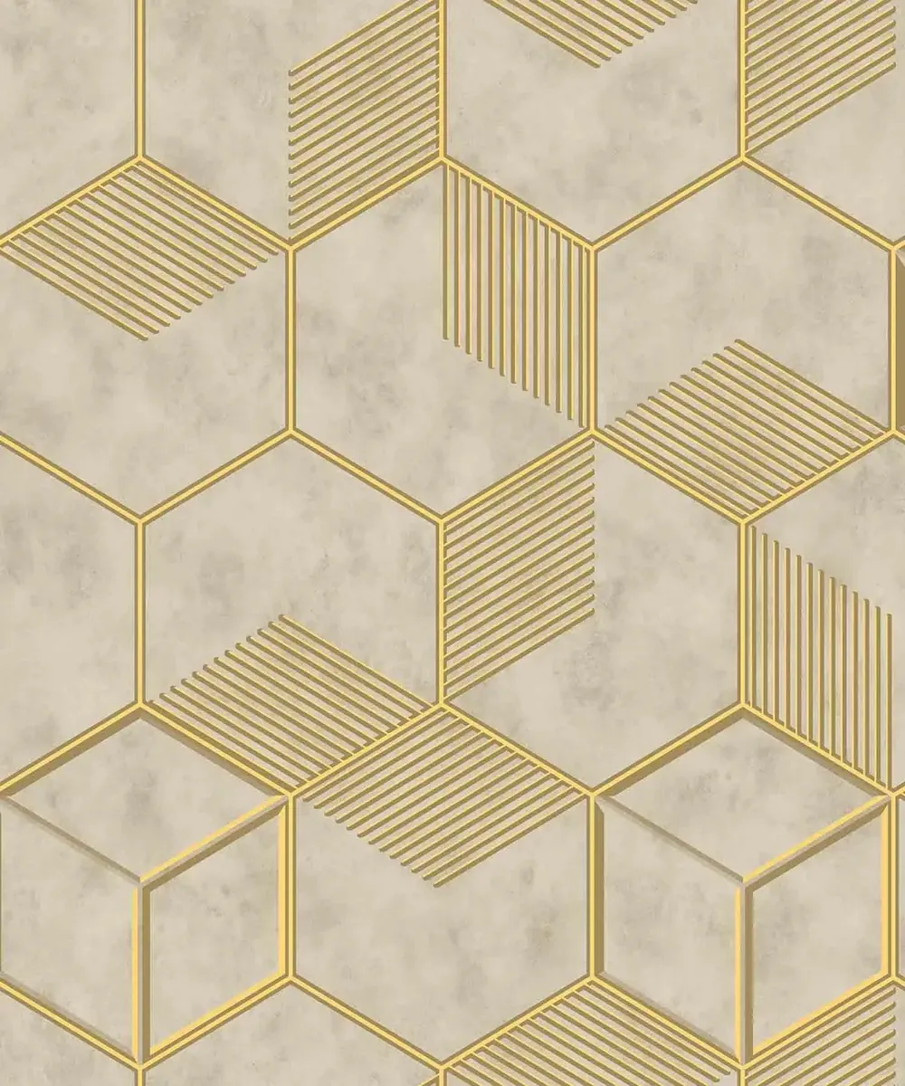 Foil Honeycomb Textured Premium Wallpaper- Altis Collection yellow