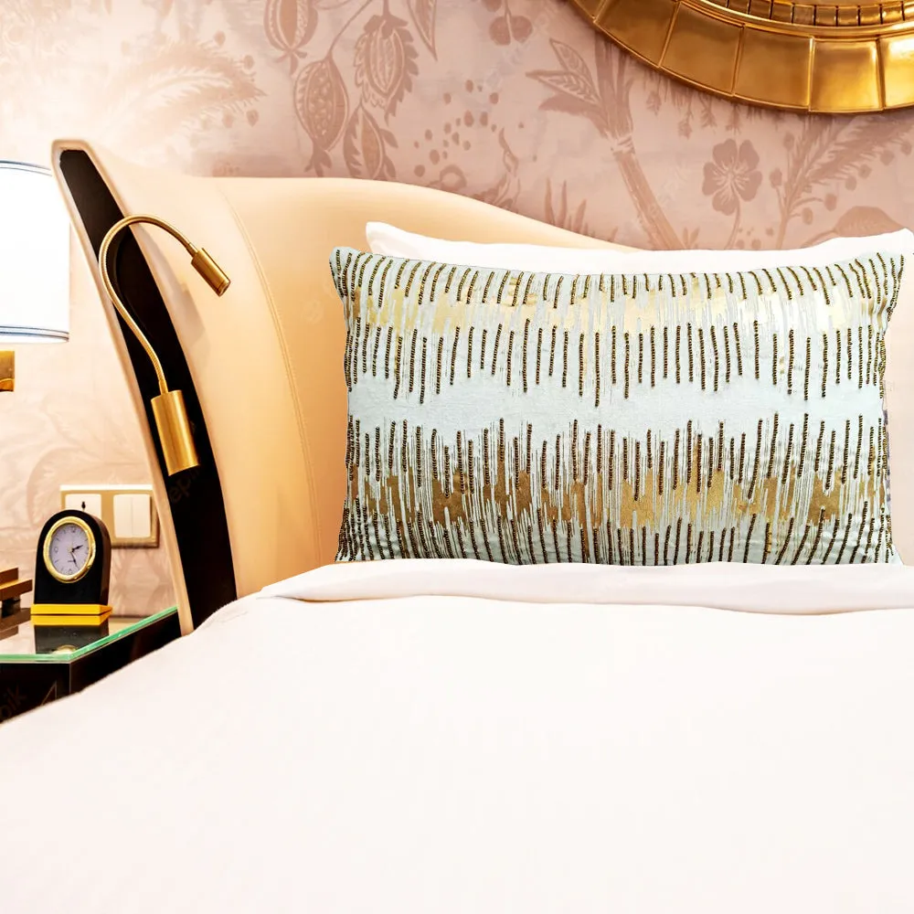 Foil Print Ivory Cotton Decorative Cushion Cover