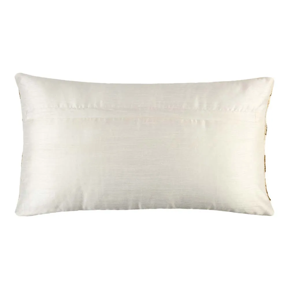 Foil Print Ivory Cotton Decorative Cushion Cover