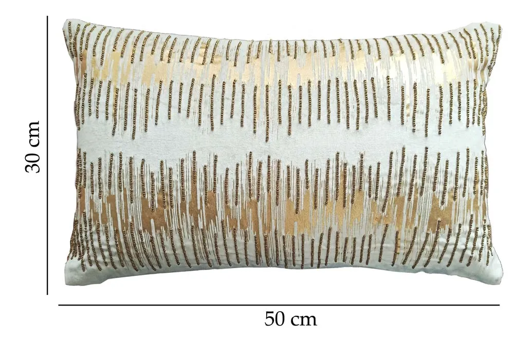 Foil Print Ivory Cotton Decorative Cushion Cover