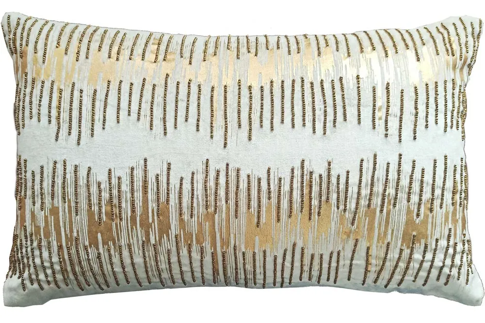 Foil Print Ivory Cotton Decorative Cushion Cover