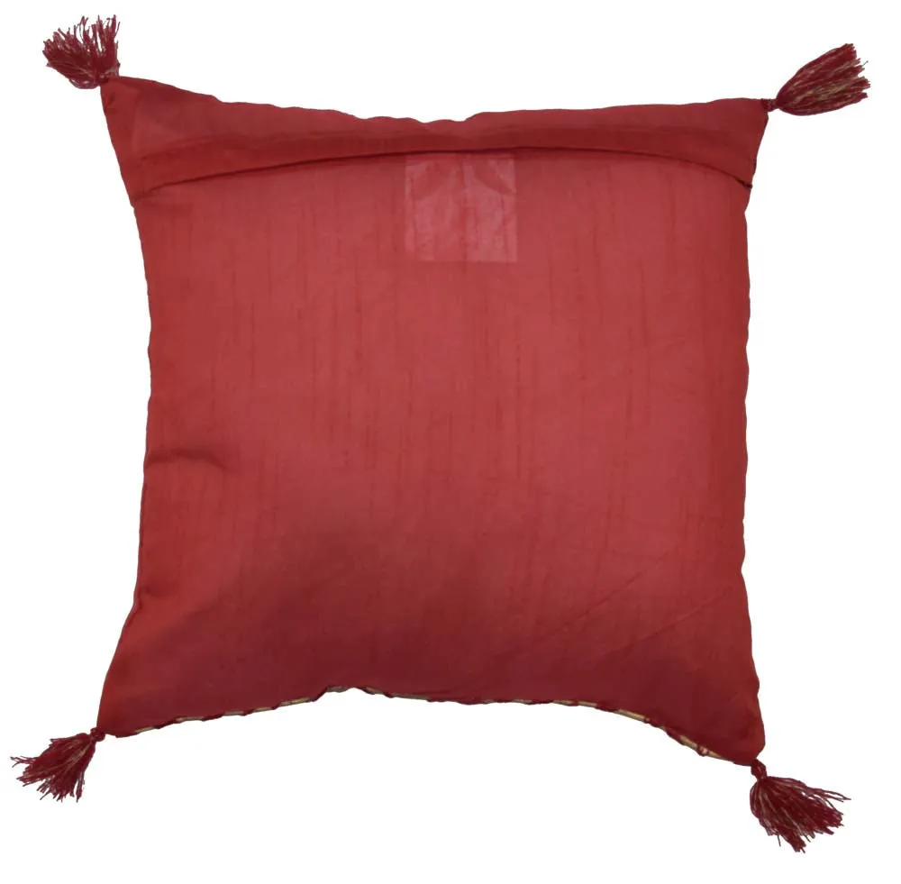Foil Print Maroon Cotton Decorative Cushion Cover