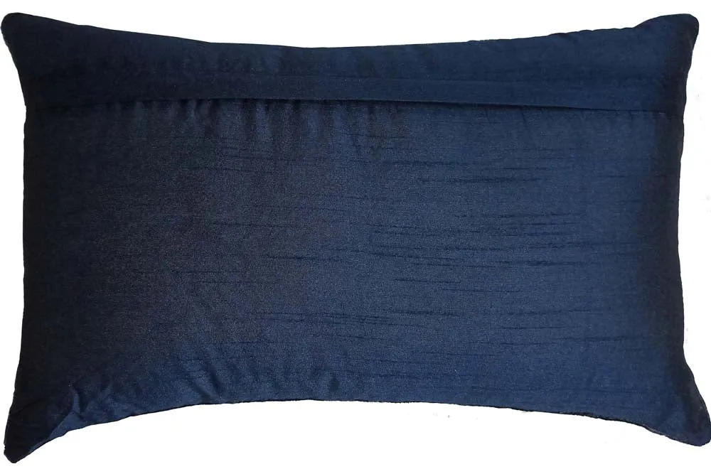 Foil Print Navy Blue Cotton Decorative Cushion Cover