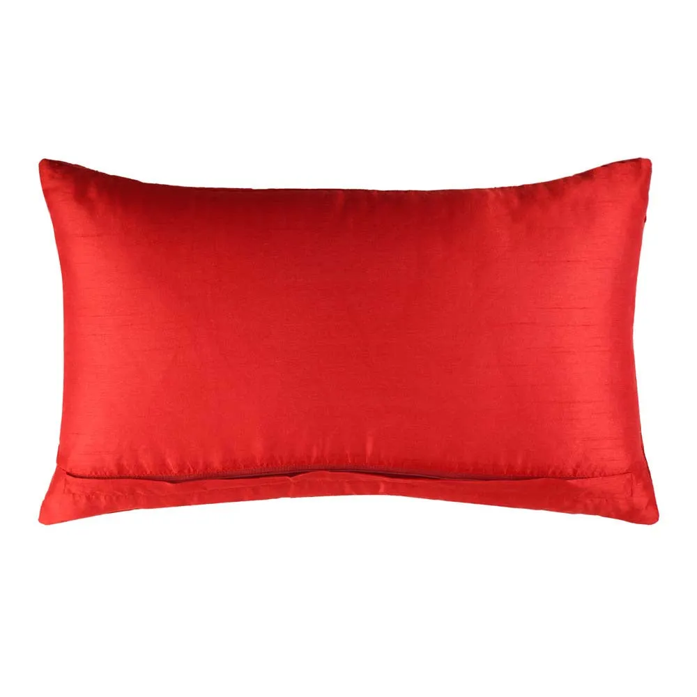 Foil Print Red Cotton Decorative Cushion Cover