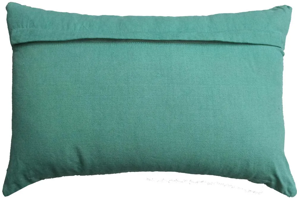 Foil Print Sea Green Cotton Decorative Cushion Cover