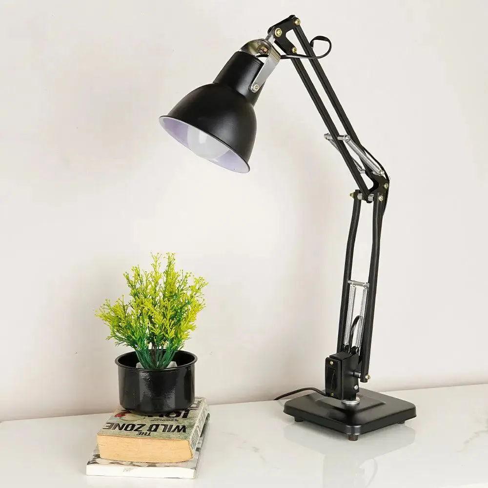 Foldable Black-coloured Study Lamp with Sturdy Round Base