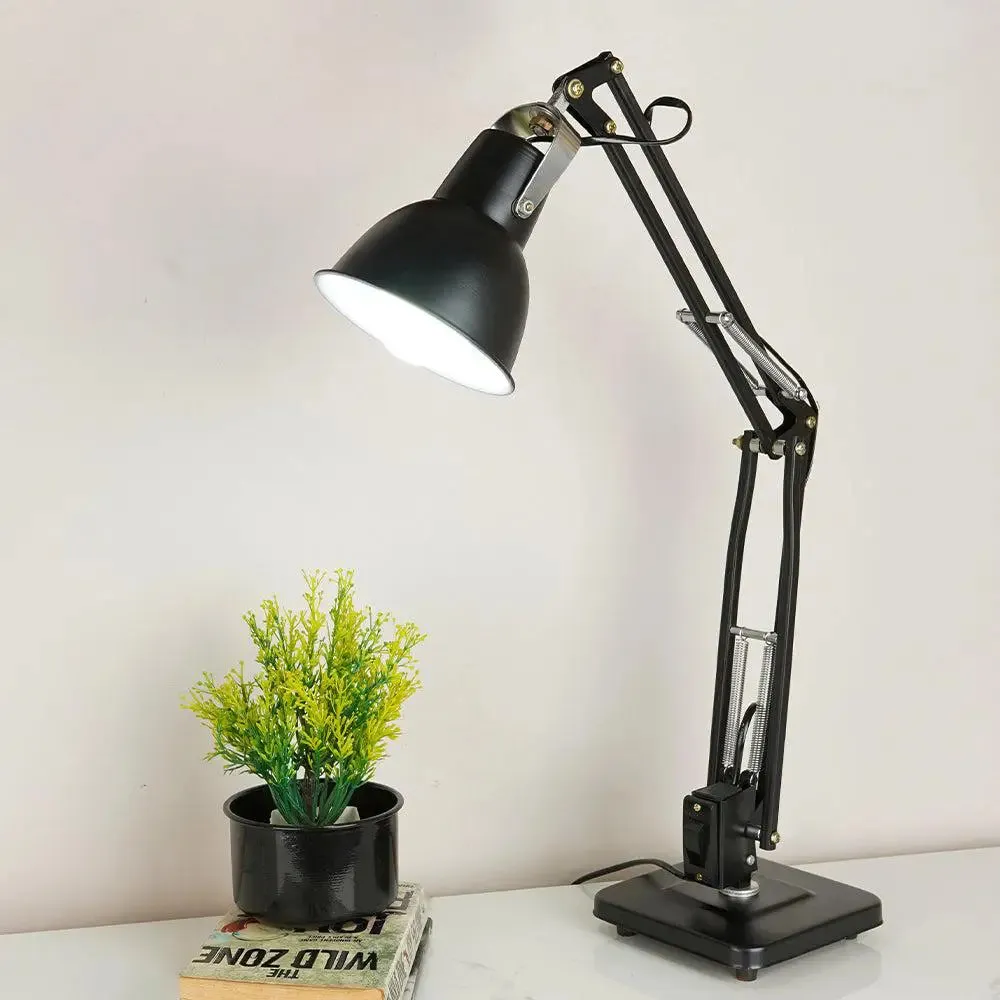 Foldable Black-coloured Study Lamp with Sturdy Round Base