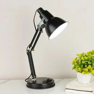 Foldable & Portable Black Study Lamp with Sturdy Round Base