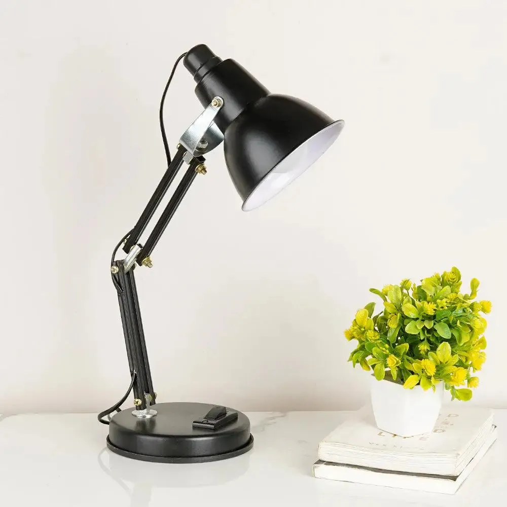 Foldable & Portable Black Study Lamp with Sturdy Round Base
