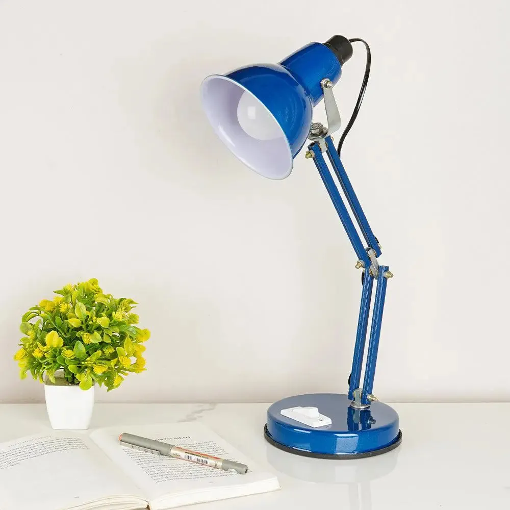 Foldable & Portable Blue Study Lamp with Sturdy Round Base