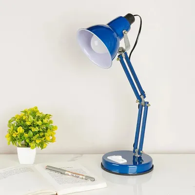 Foldable & Portable Blue Study Lamp with Sturdy Round Base