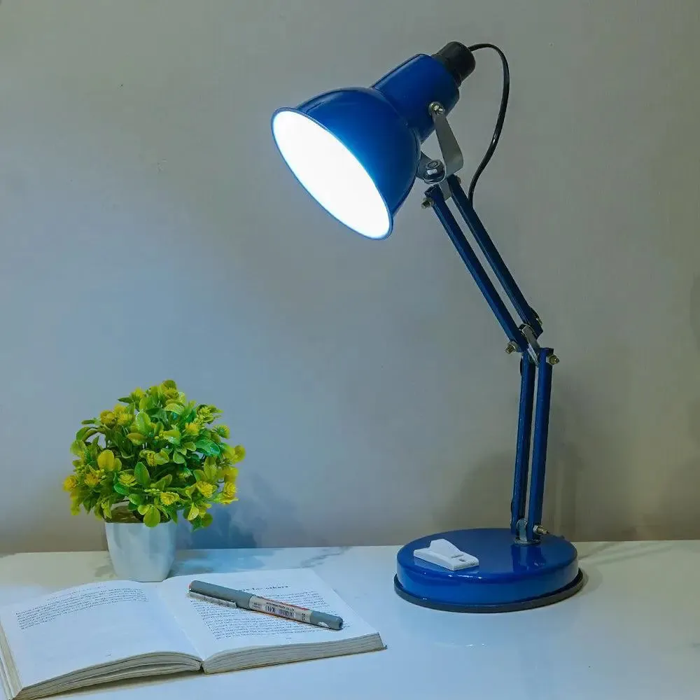 Foldable & Portable Blue Study Lamp with Sturdy Round Base