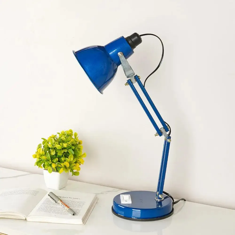 Foldable & Portable Blue Study Lamp with Sturdy Round Base