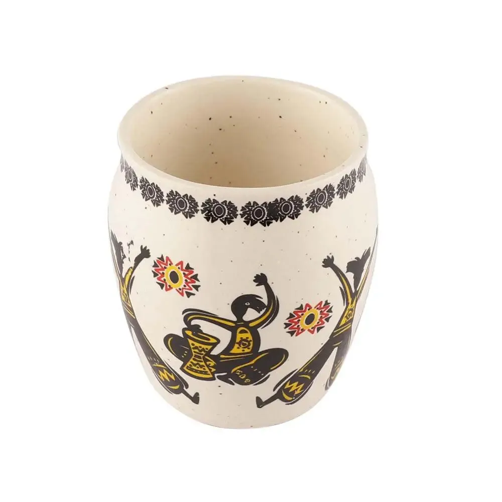 Folk Art Ethnic Handmade & Handprinted Ceramic Chai Kullad Set Of 6