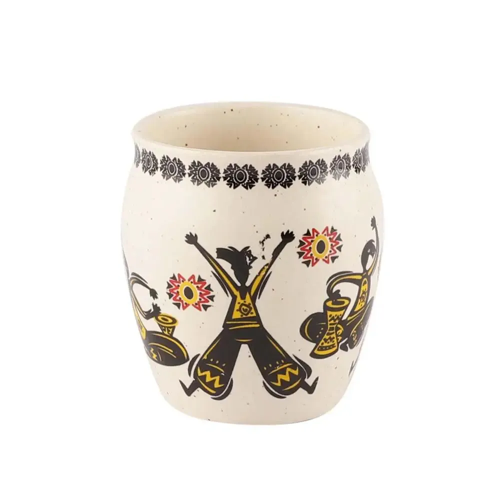 Folk Art Ethnic Handmade & Handprinted Ceramic Chai Kullad Set Of 6