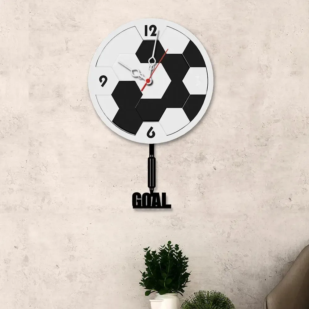Football Designer Multi Layer Wooden Pendulum Wall Clock
