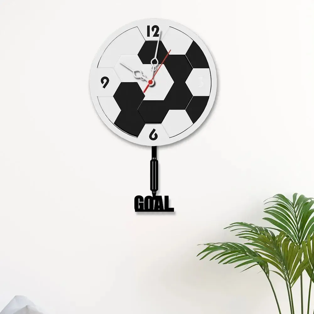 Football Designer Multi Layer Wooden Pendulum Wall Clock