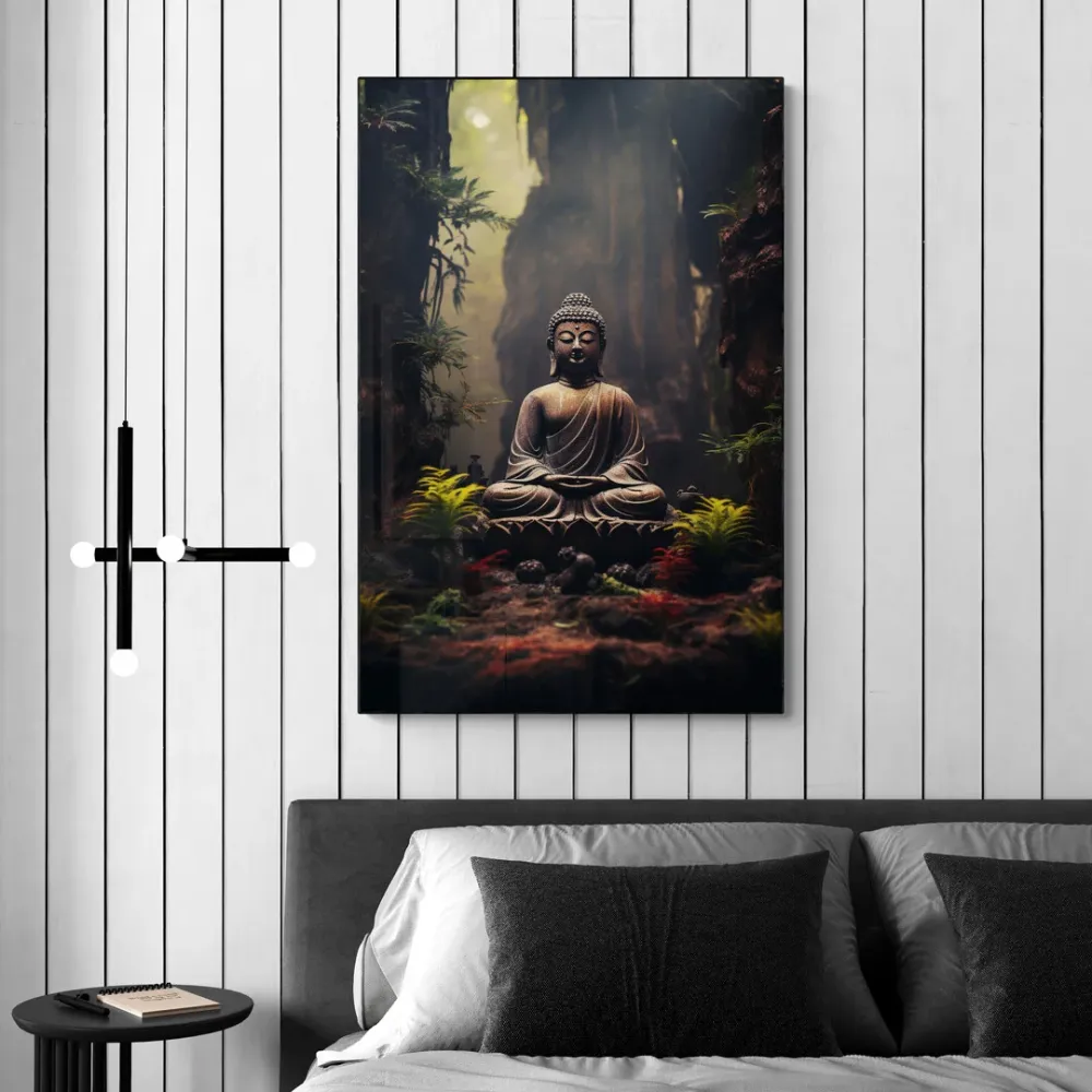 Forest Meditation Buddha Canvas Wall Painting With Frame