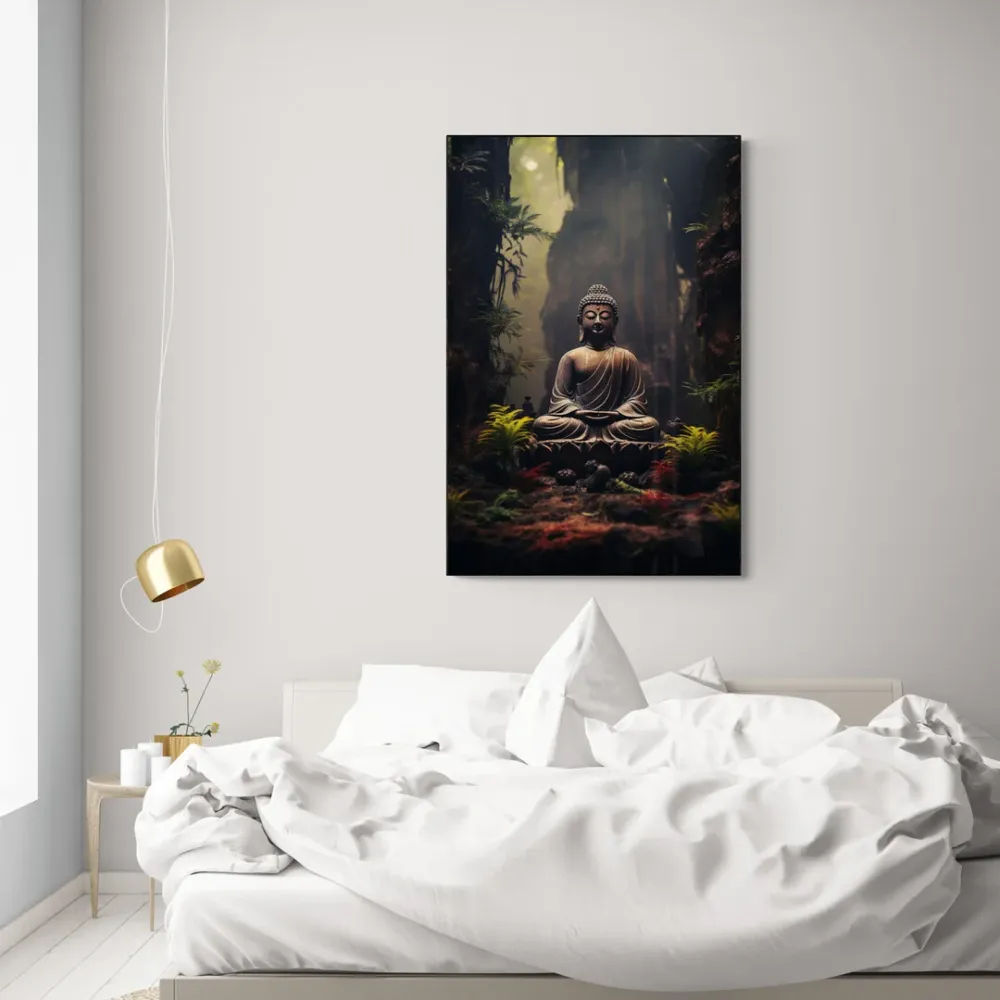 Forest Meditation Buddha Canvas Wall Painting With Frame