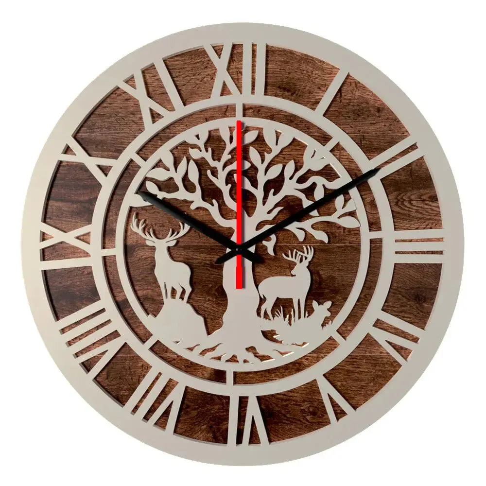 Forest Scenery Dual Layer Wooden Wall Clock