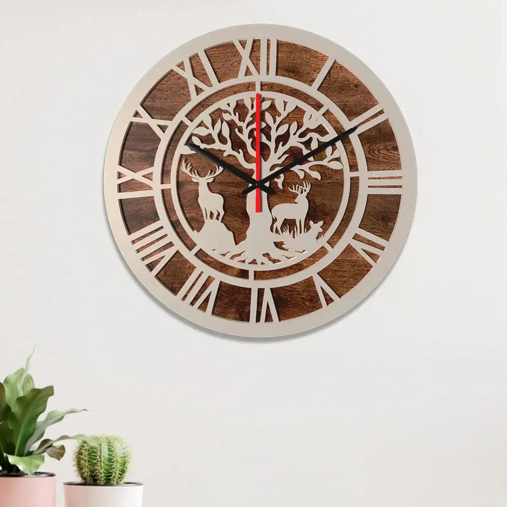 Forest Scenery Dual Layer Wooden Wall Clock