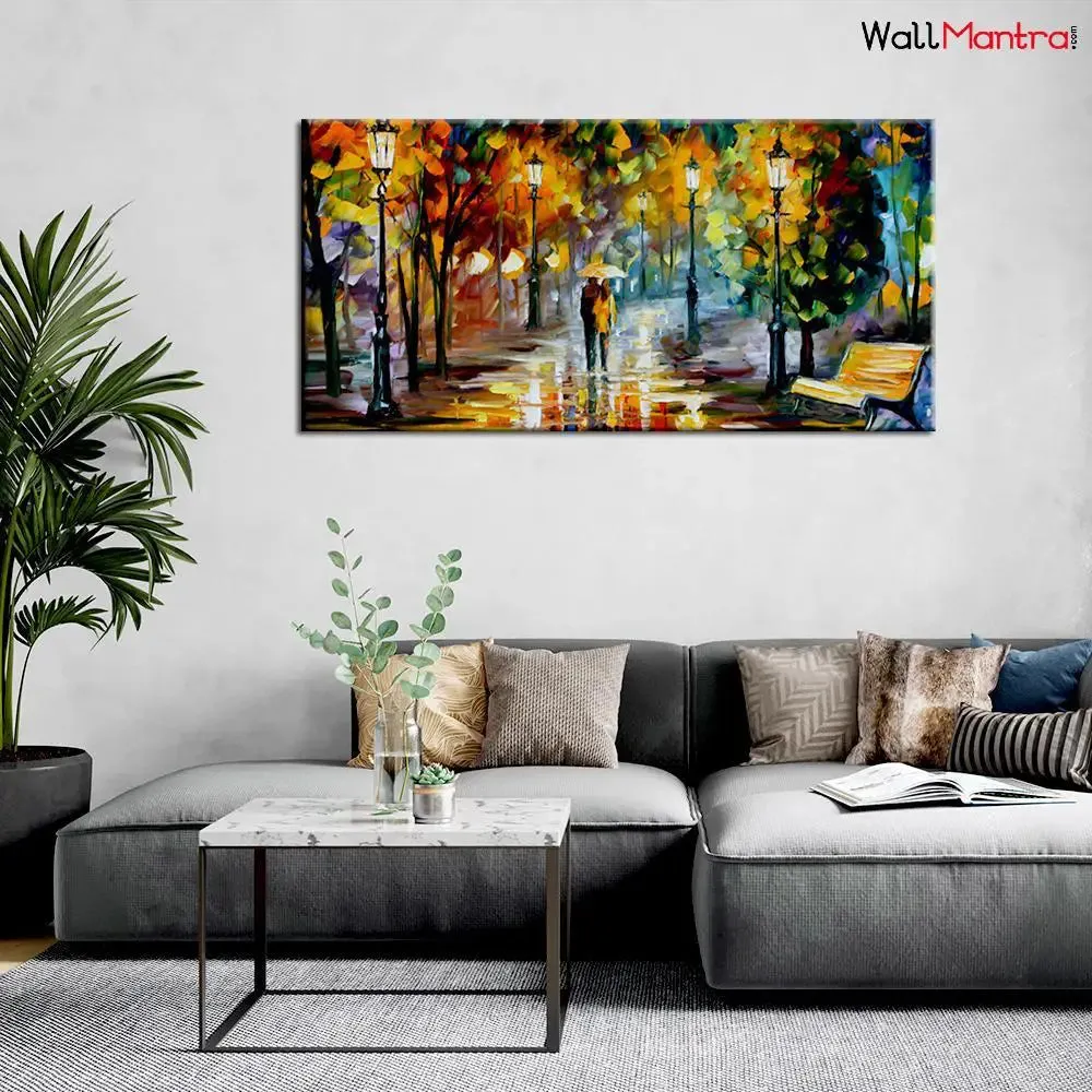 Forest Scenery Panoramic Canvas Wall Painting With Frame