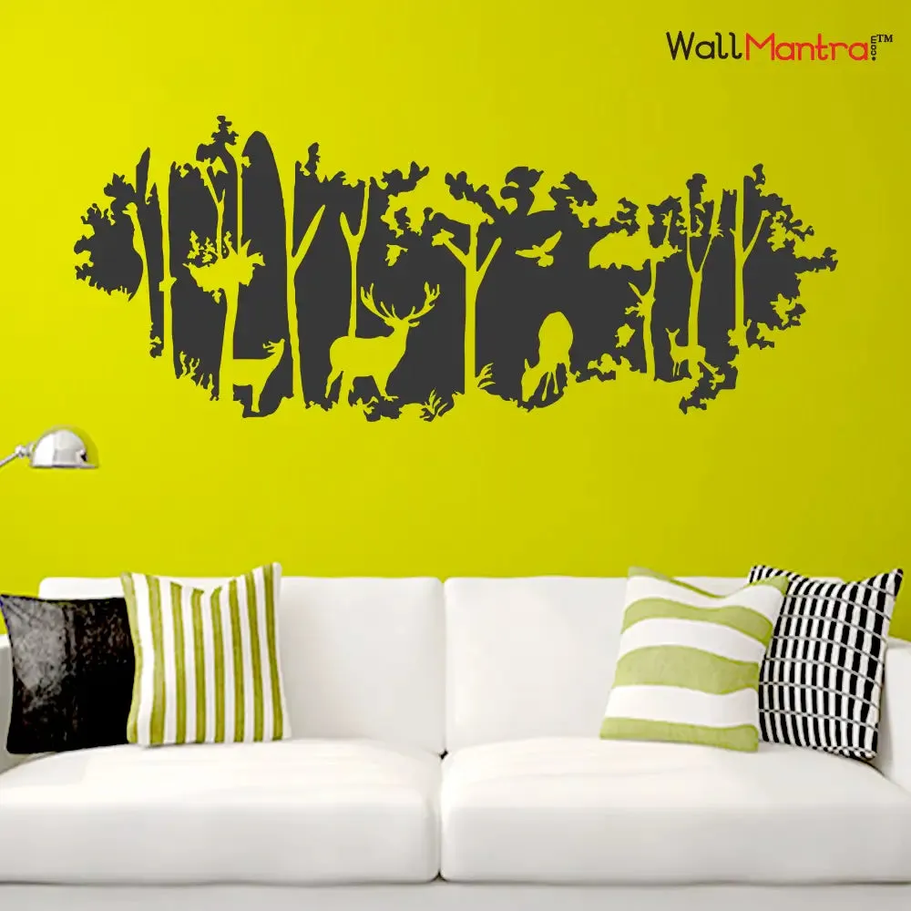 Forest Silhouette Wall Sticker for Living Room Premium Quality 182 cm x 72 cm