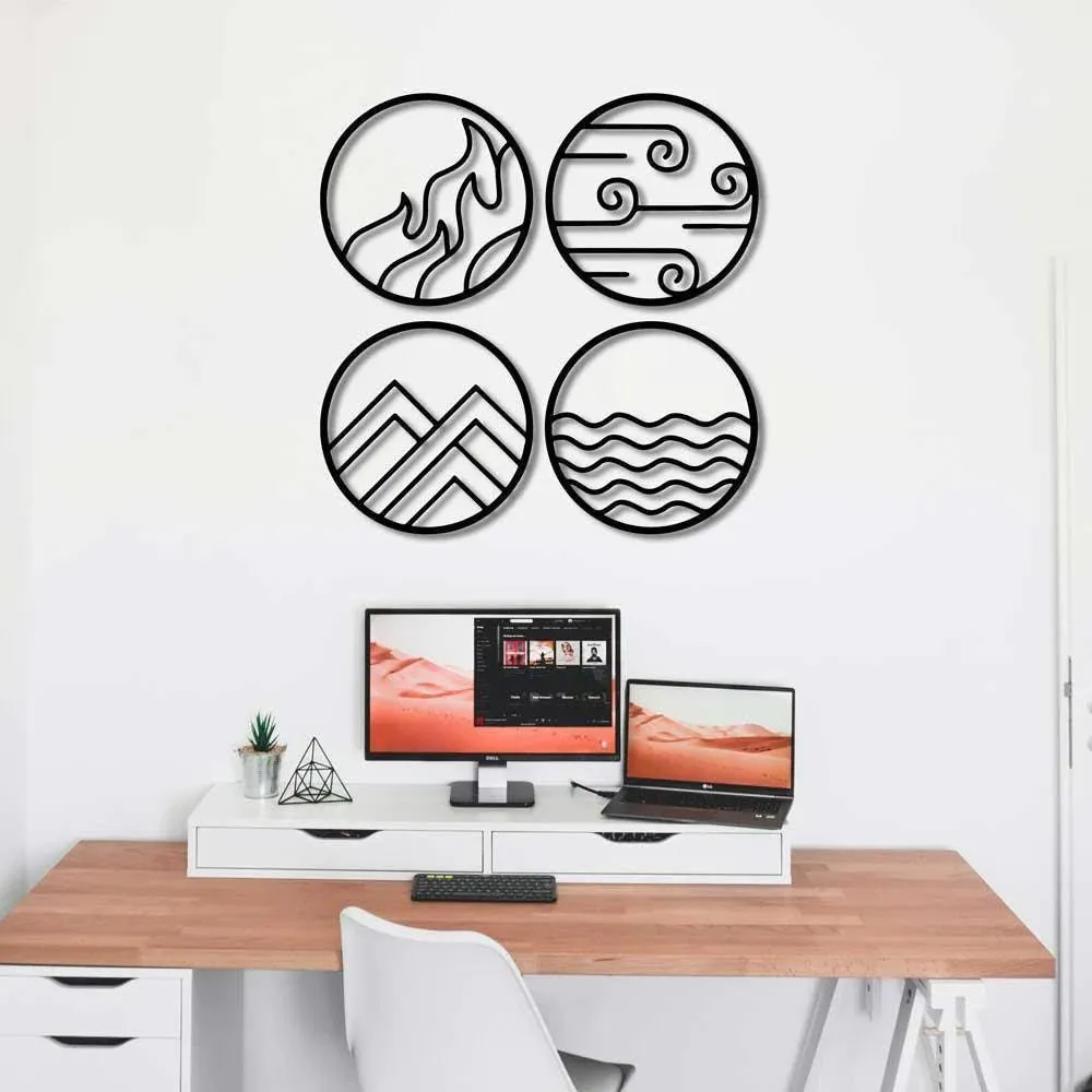Four Elements Of Earth Metal Wall Art Set Of 4