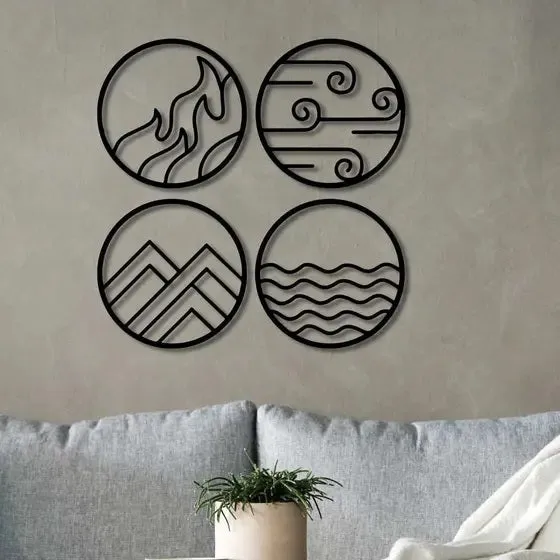 Four Elements Of Earth Metal Wall Art Set Of 4