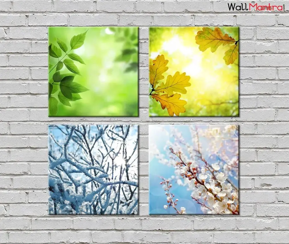 Four Seasons Colorful Canvas Wall Painting Set of 4