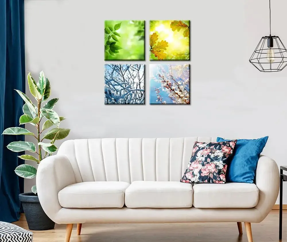 Four Seasons Colorful Canvas Wall Painting Set of 4