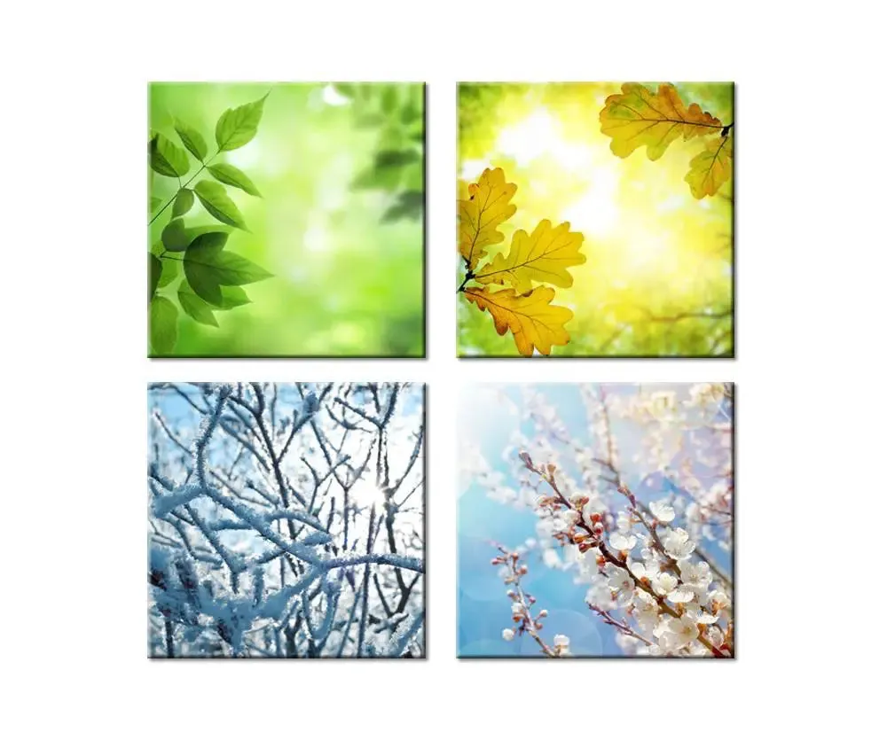 Four Seasons Colorful Canvas Wall Painting Set of 4