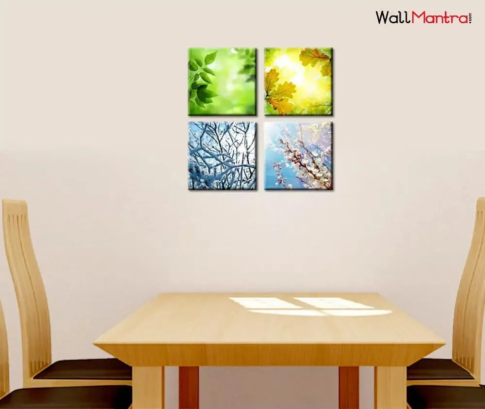 Four Seasons Colorful Canvas Wall Painting Set of 4