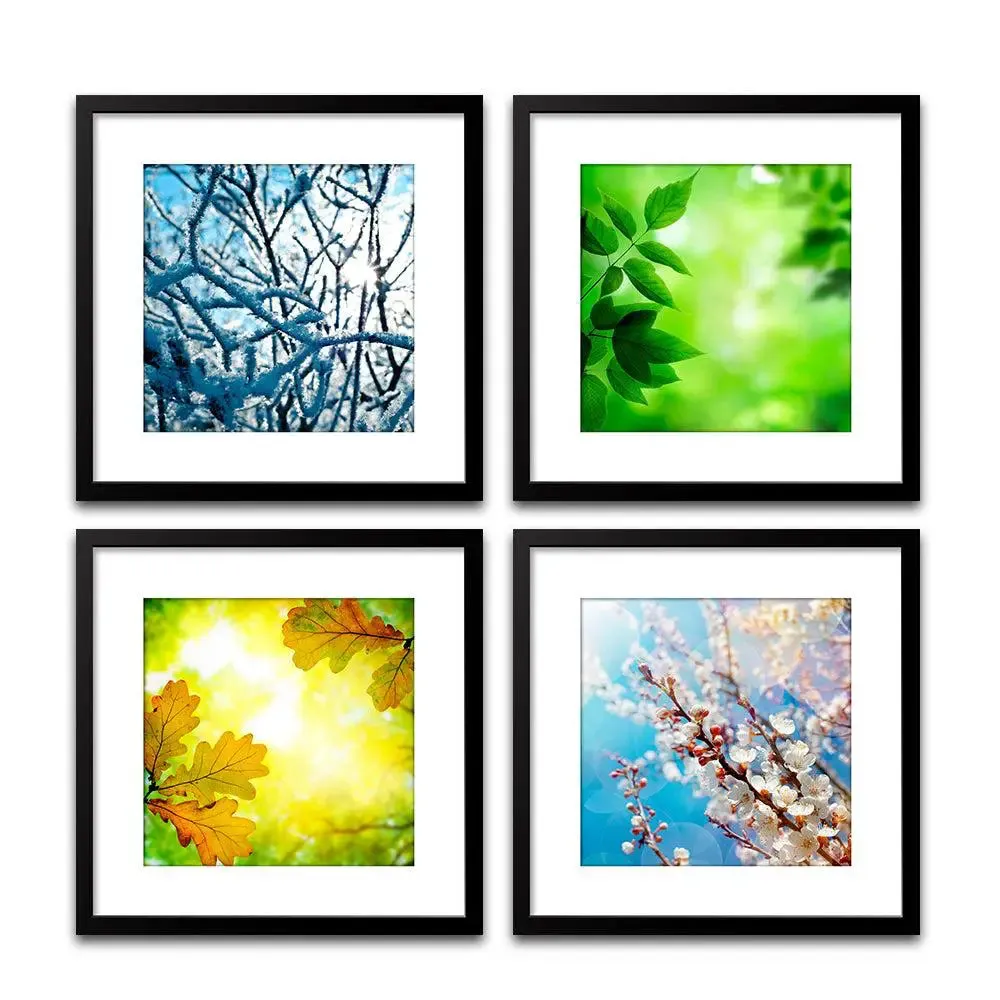 Four Seasons Colorful Framed Wall Painting Set of 4