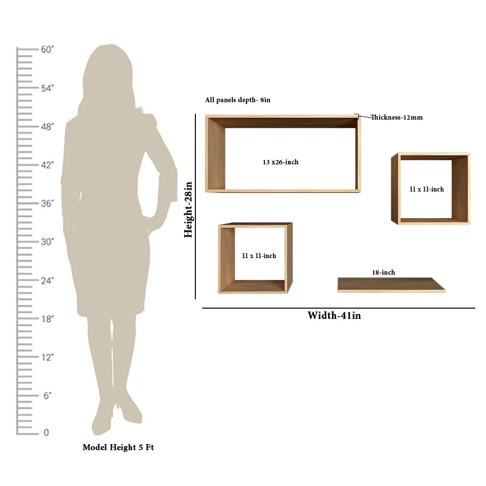 Four Shelved Oak Finish Wall Organizer