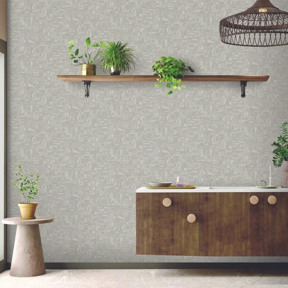 WallMantra Fragmented Canvas Texture Wallpaper Light Grey