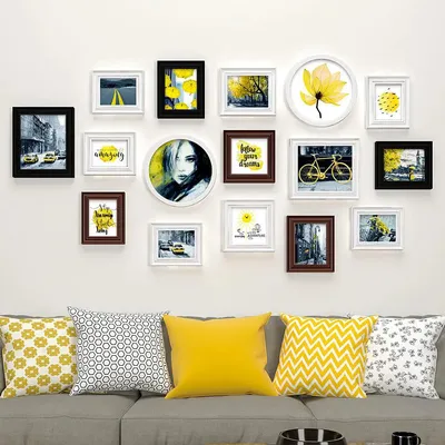 Frame Set In Dreamy Yellow Chic Vintage Design Set of 16