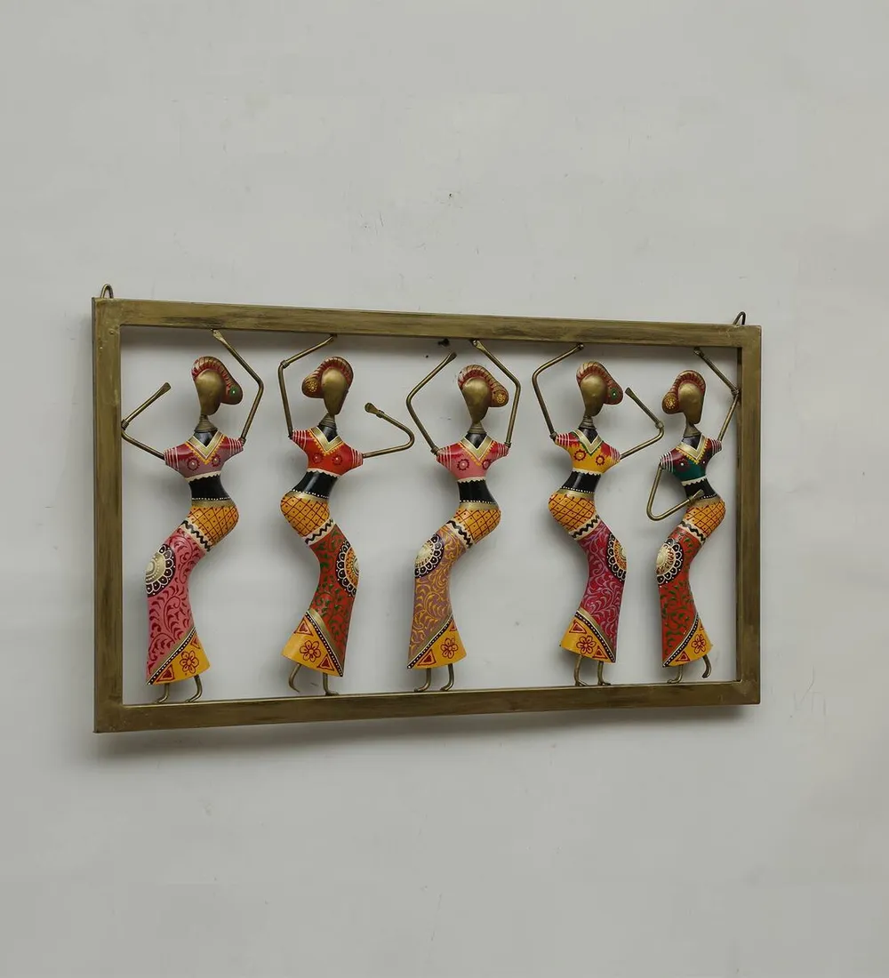 Framed Elegant Dancing Women Metal Wall Art