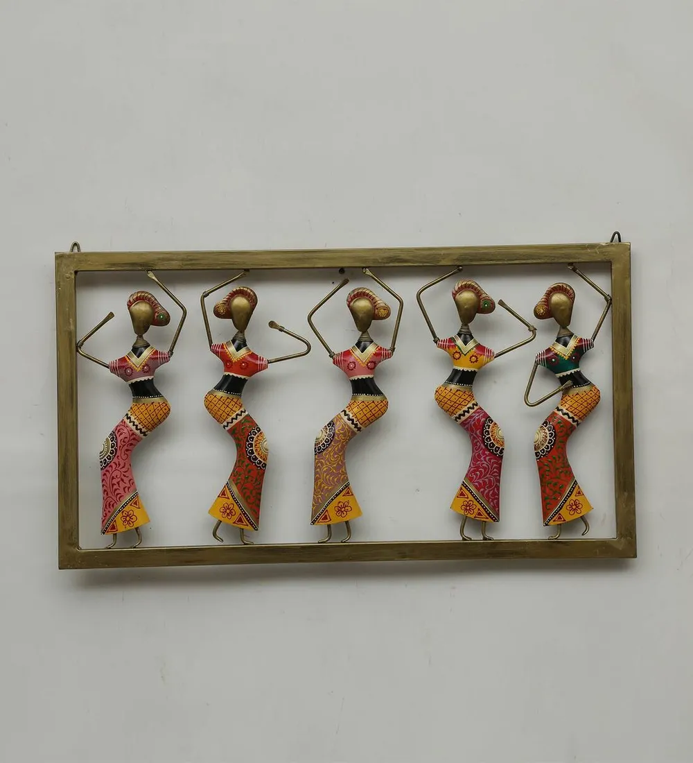 Framed Elegant Dancing Women Metal Wall Art