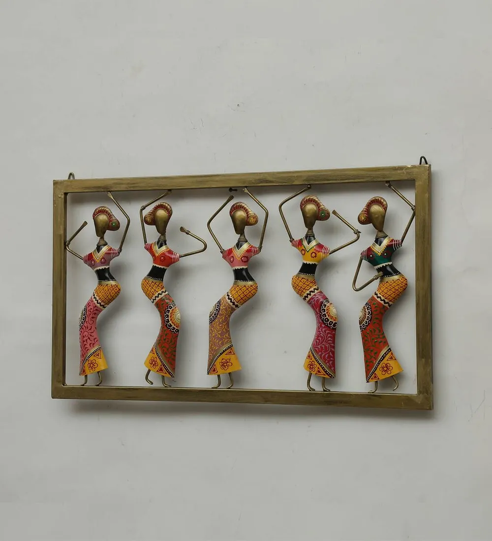 Framed Elegant Dancing Women Metal Wall Art