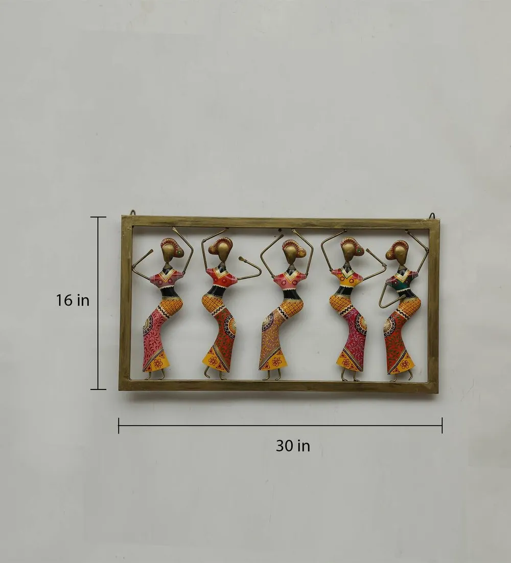 Framed Elegant Dancing Women Metal Wall Art