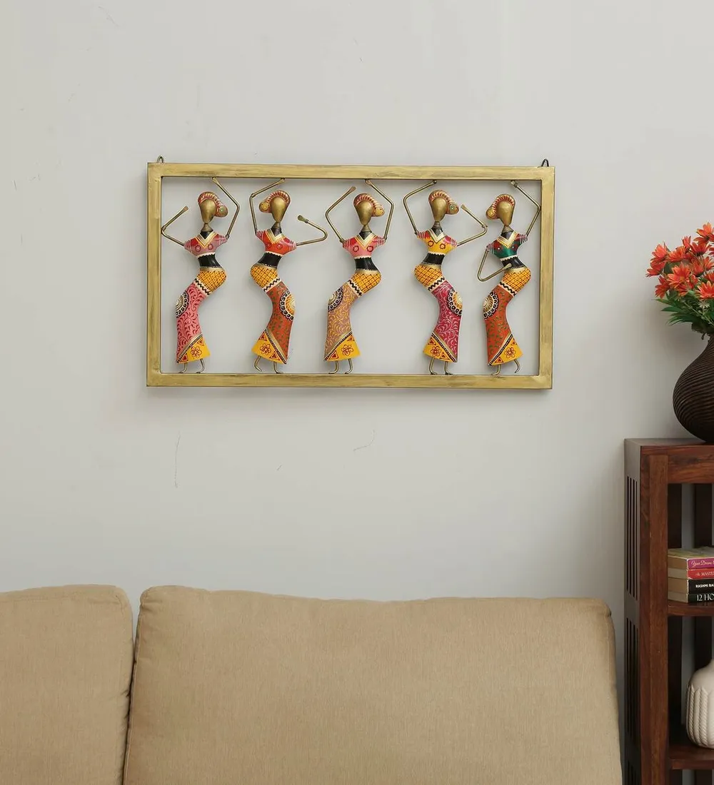 Framed Elegant Dancing Women Metal Wall Art