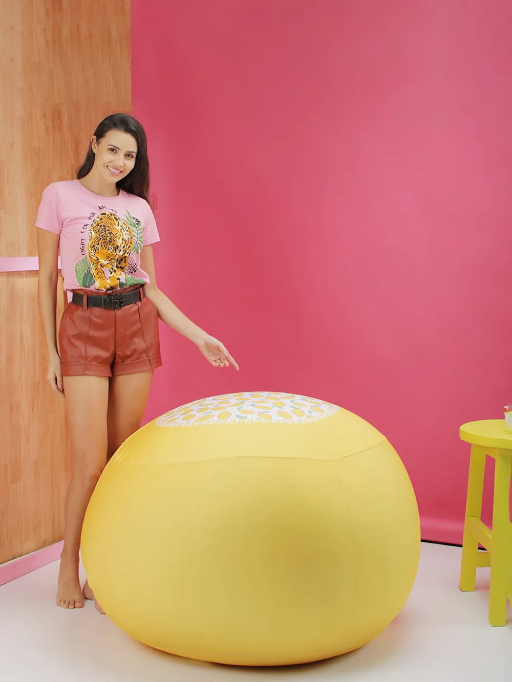 Fresh Lemon Summer Vibes Yellow Bean Bag (Beans Not Included) XL