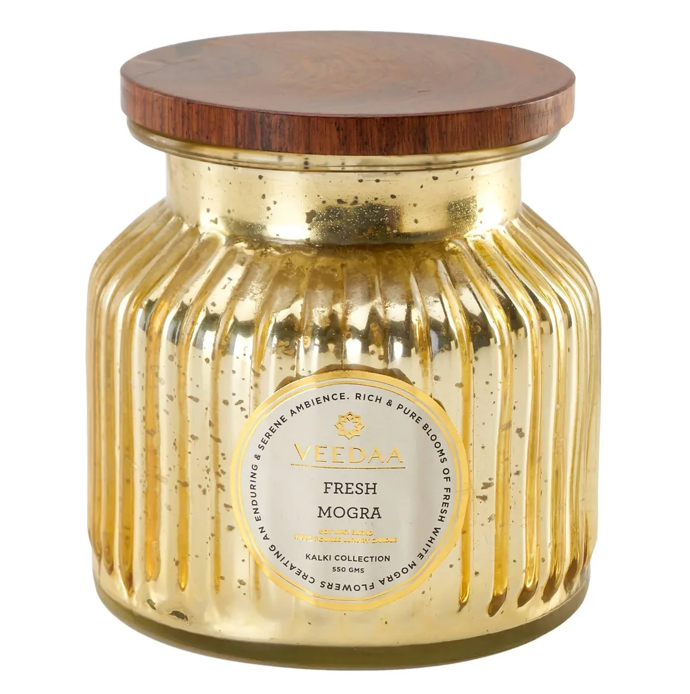 Fresh Mogra Mercury Glass Scented Candle