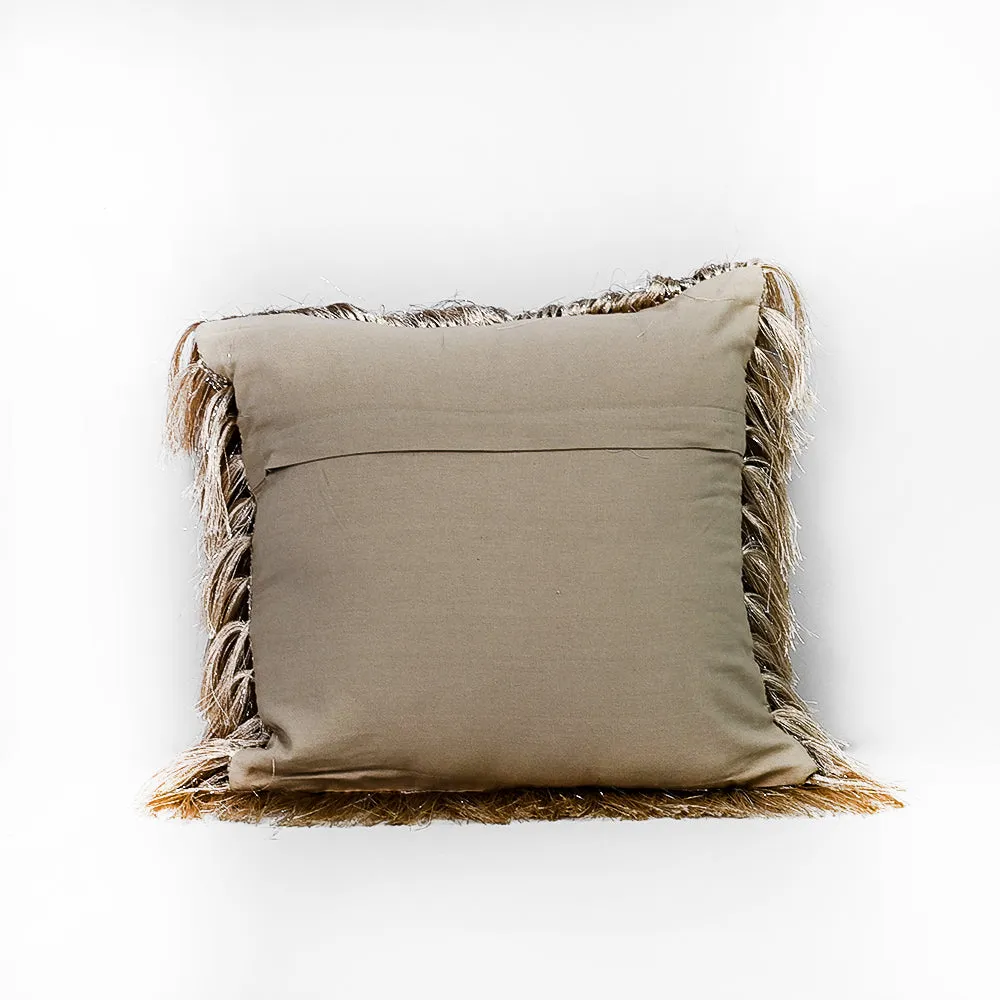Fringed Polyester Gold Shaggy Cushion Cover