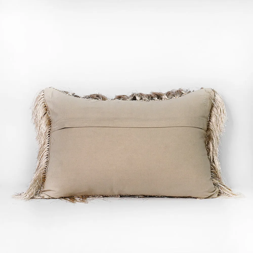 Fringed Polyester Wide Gold Shaggy Cushion Cover