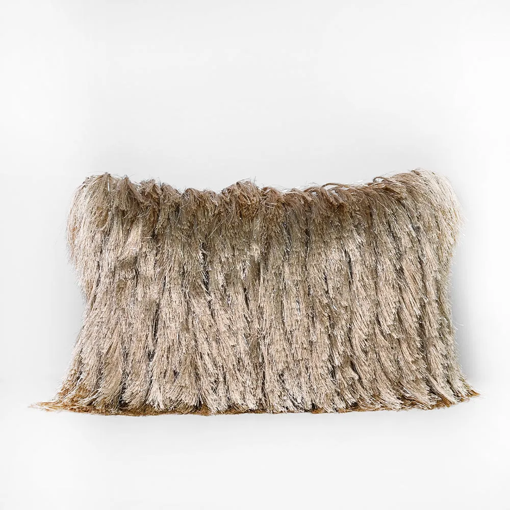 Fringed Polyester Wide Gold Shaggy Cushion Cover